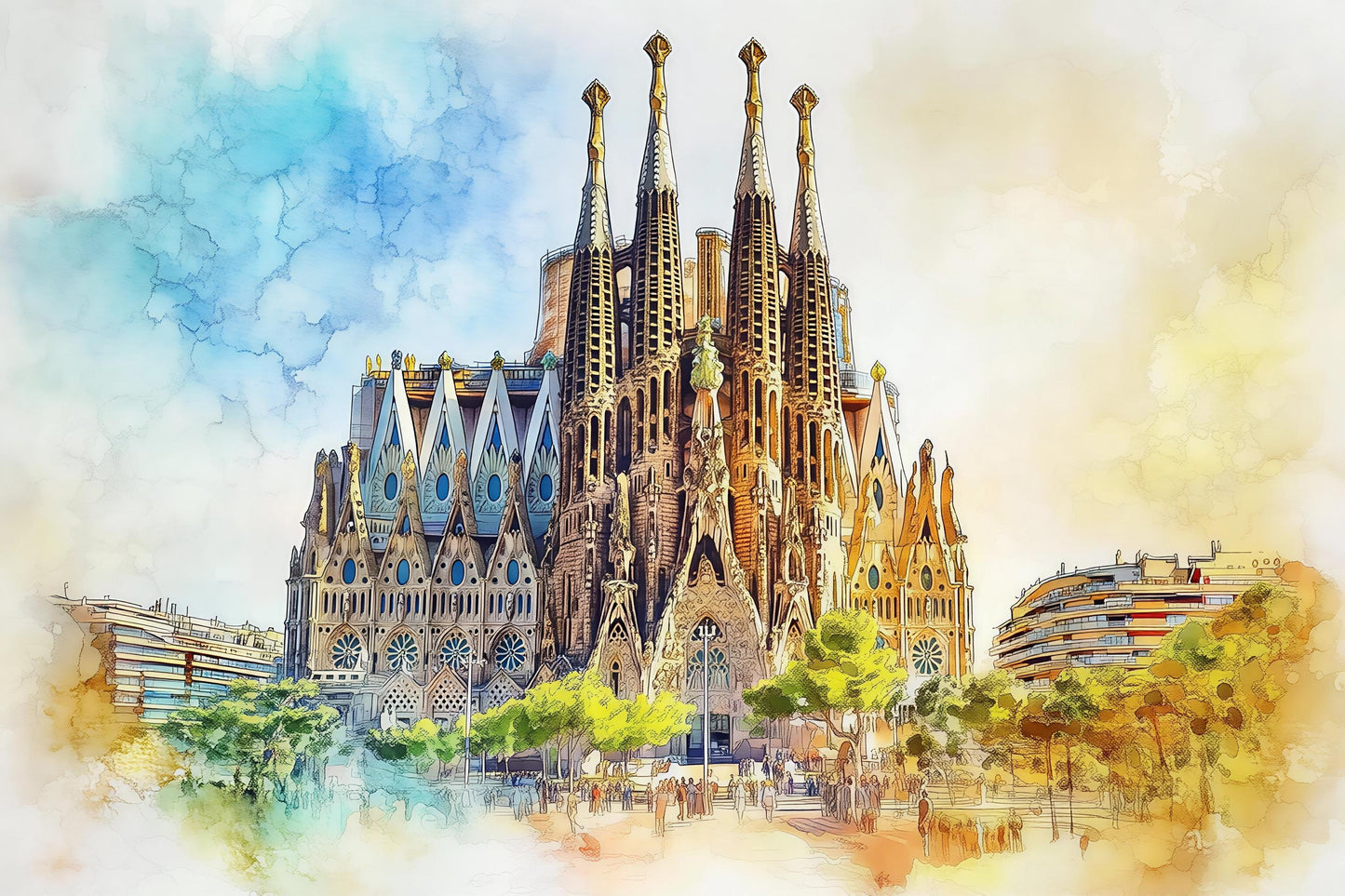 Barcelona Sagrada Familia Mural – Spain Landmark Wall Art Wallpaper Vn950