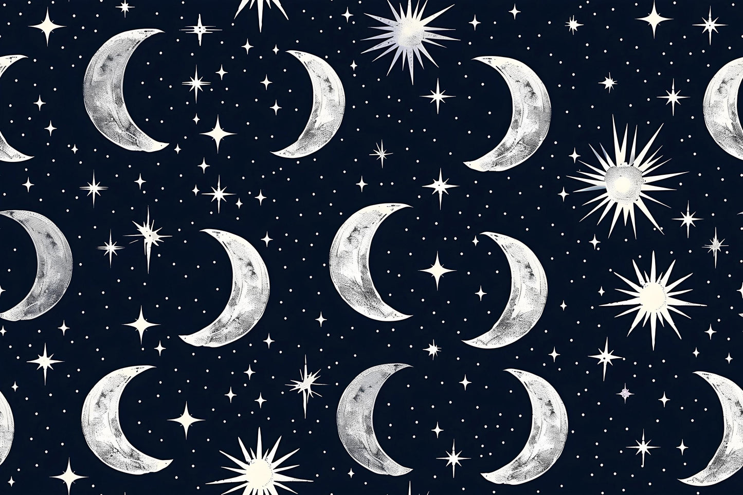 Crescent Moon Wallpaper – Starry Night Sky Wall Mural for Bedroom or Nursery Decor Vn1014