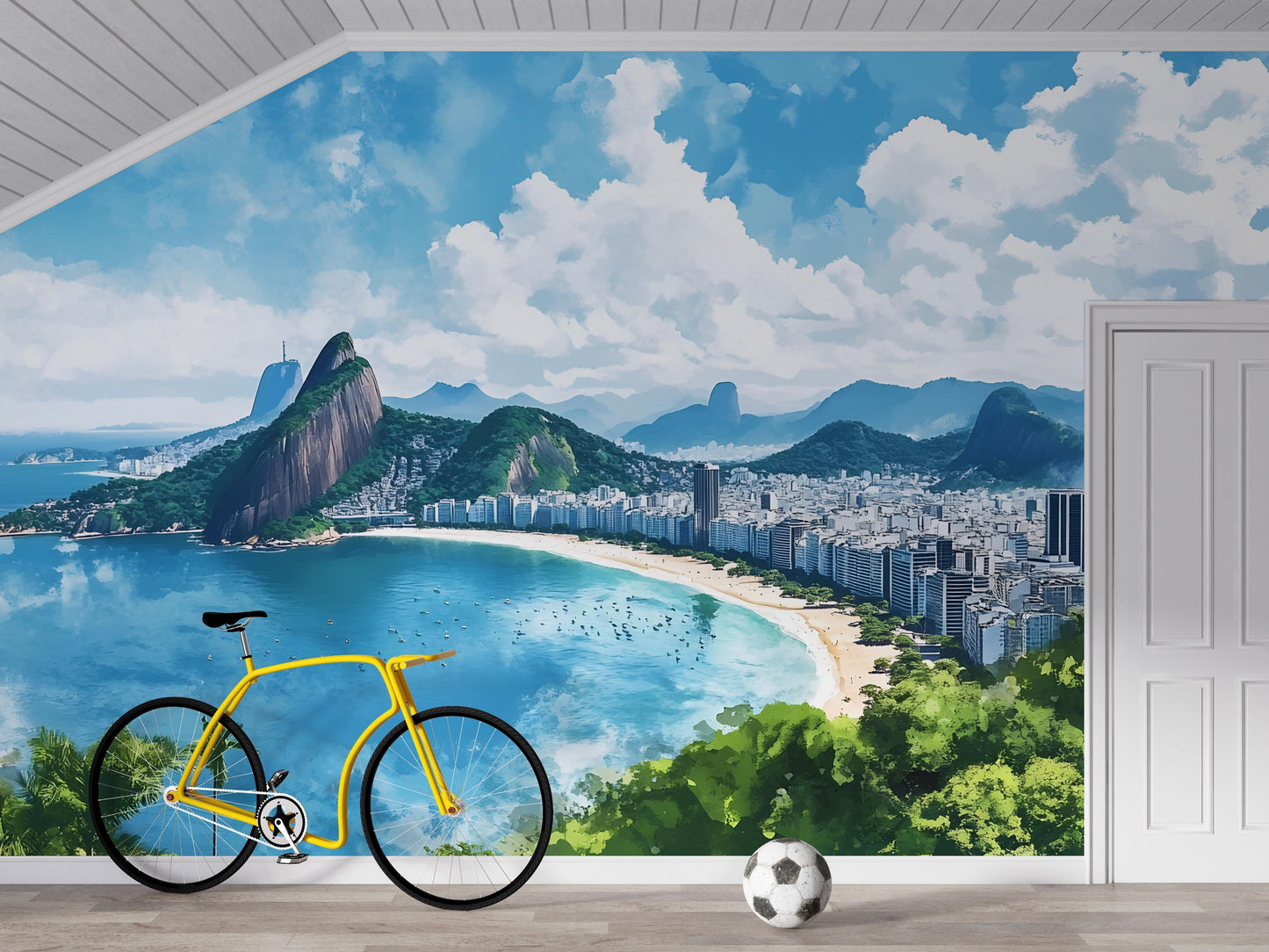 Copacabana Beach Rio Mural – Brazil Coastline Panoramic Wallpaper Vn941