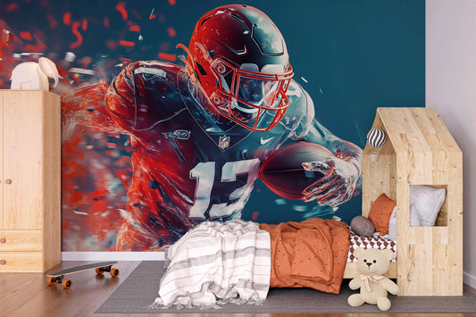 Football Wall Mural | Bold Sports Art | NFL Athlete Room Decor | Teen Boy Wall Art | Gamer Room Poster | Sports Theme Mural Vn532