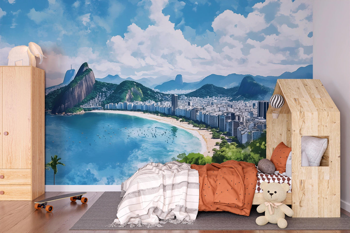 Copacabana Beach Rio Mural – Brazil Coastline Panoramic Wallpaper Vn941