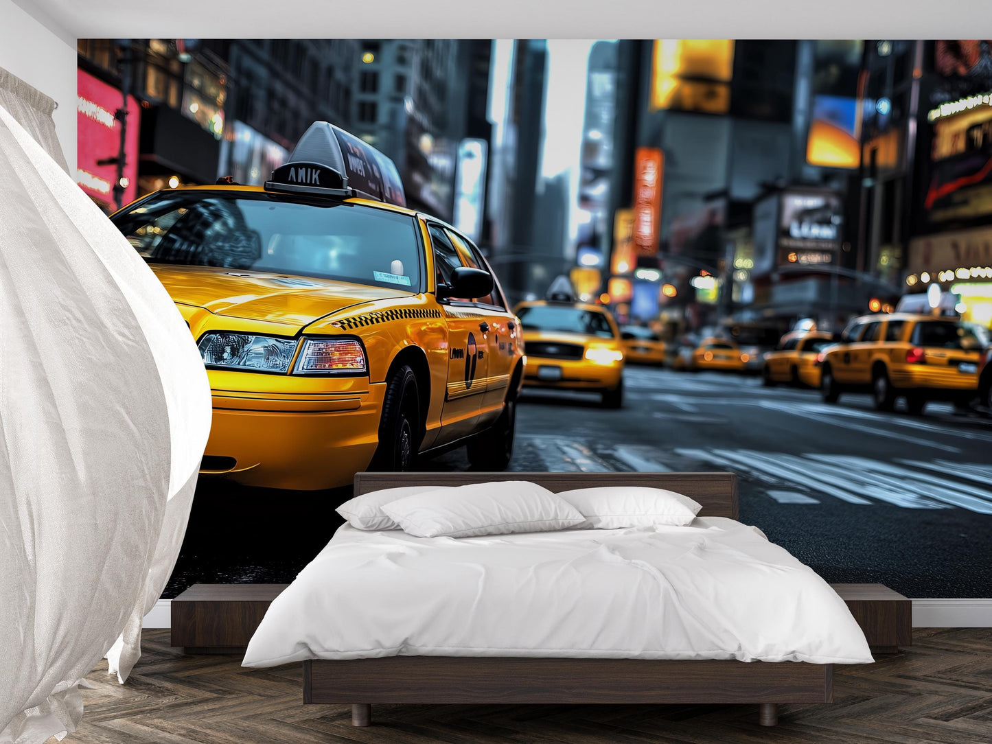 NYC Taxi Wall Mural – Yellow Cab New York Street Wallpaper Vn904