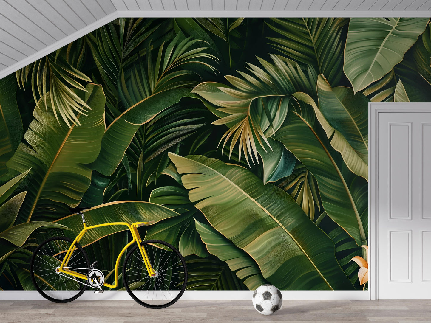Tropical Jungle Banana Leaf Wall Mural – Exotic Botanical Wallpaper for Living Room or Office Vn1054