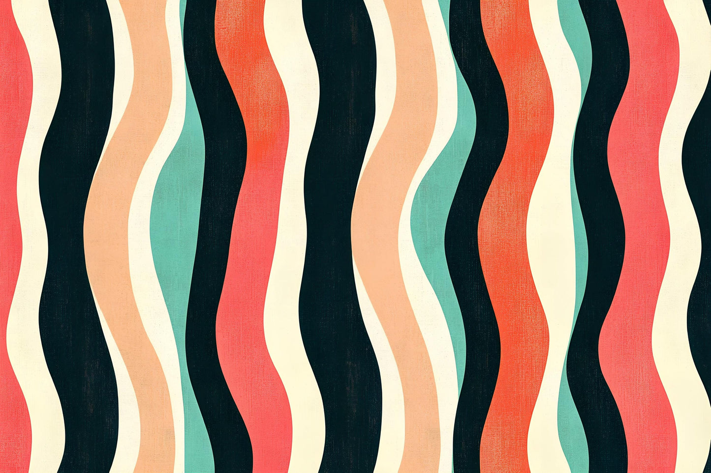 Retro Wavy Stripes Wallpaper – Bold Colorful Wall Mural Vn1020