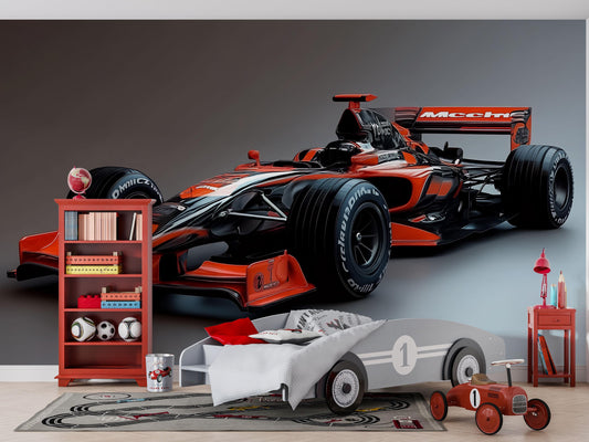 Formula 1 Wall Mural – McLaren Racing Car Wallpaper for Boys Bedroom & Gamer Room Vn878