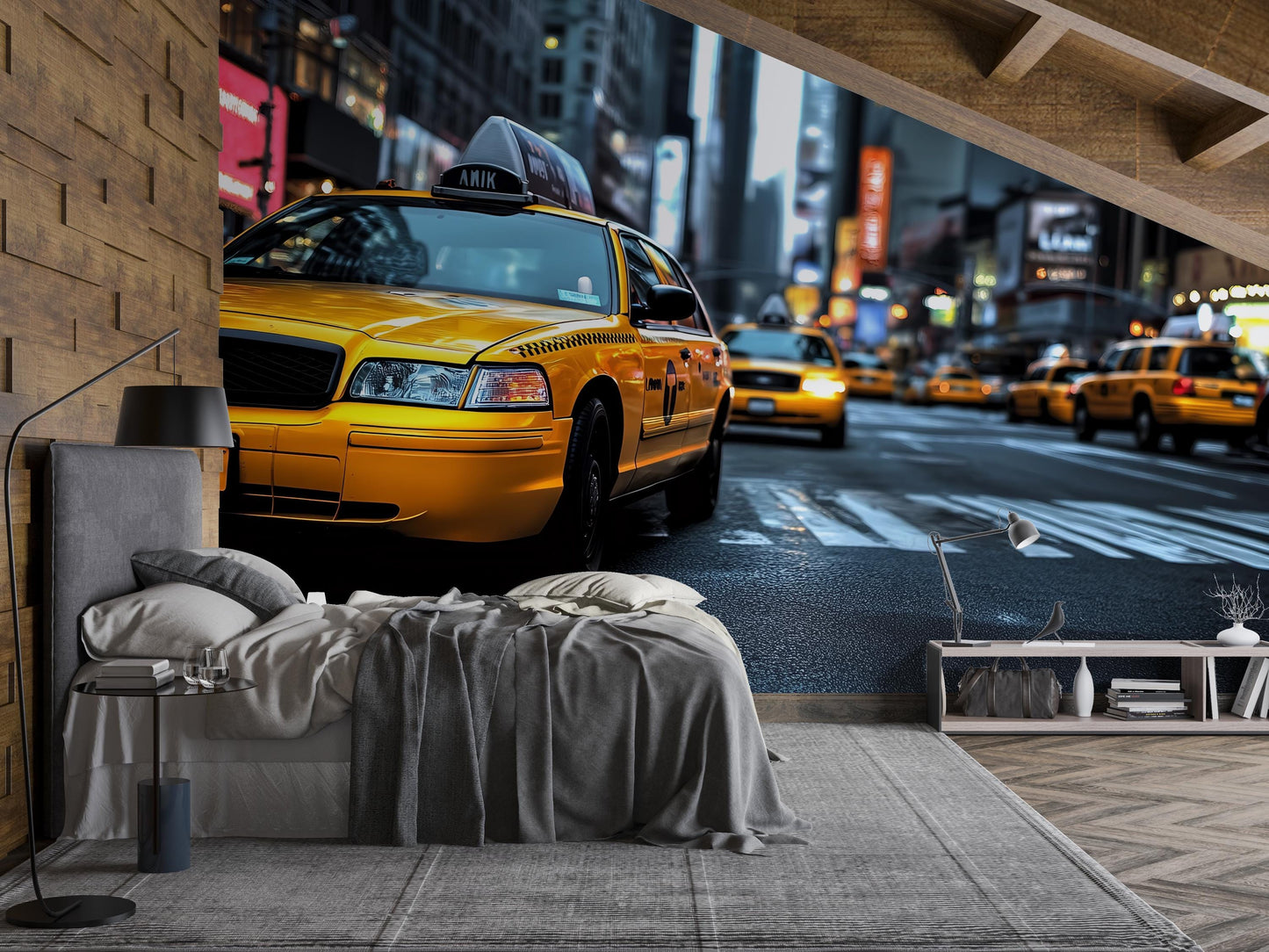 NYC Taxi Wall Mural – Yellow Cab New York Street Wallpaper Vn904