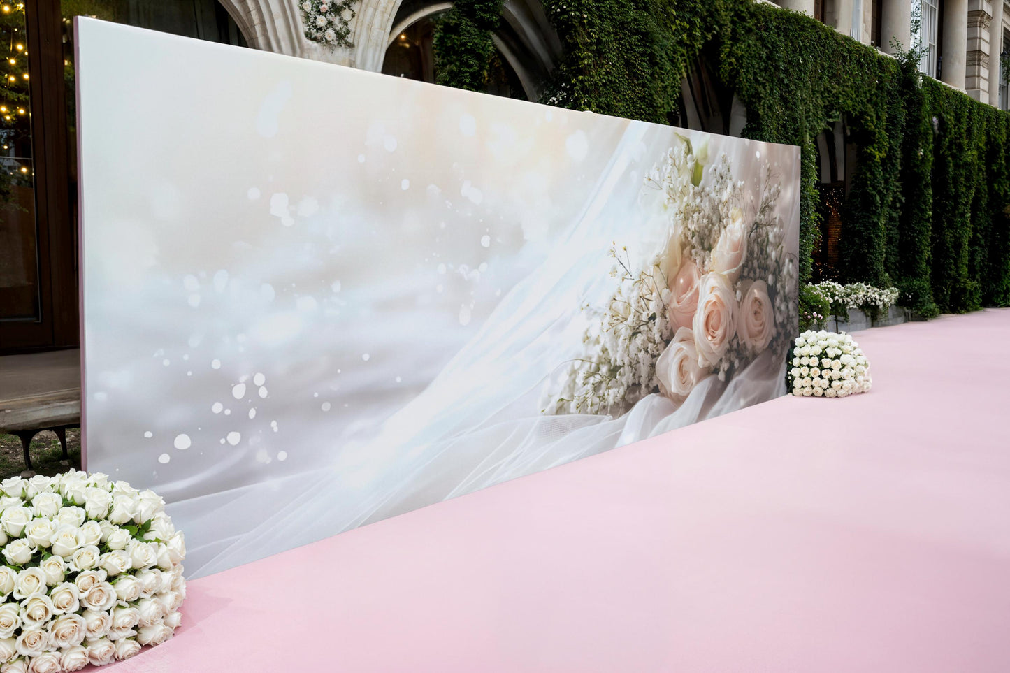 Elegant White Rose Wedding Backdrop - Floral Greenery Photo Wall - Romantic Bridal Shower Decor - Large Flower Wall Mural Vn508