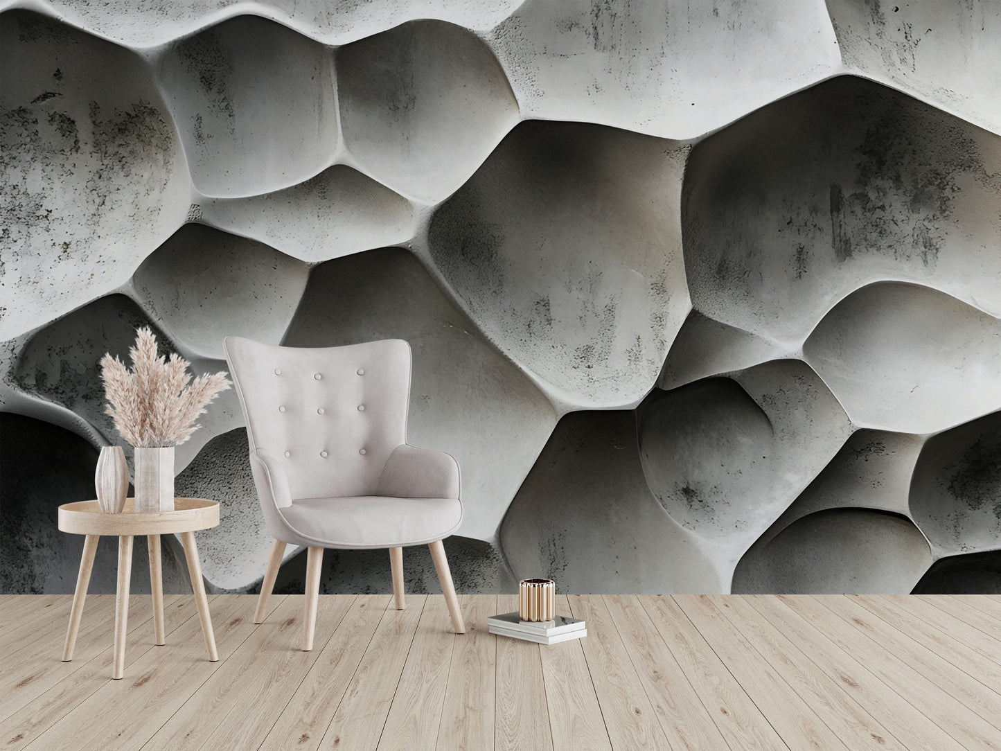 3D Geometric Wall Mural | Abstract Concrete Texture Wallpaper | Modern Accent Wall Art Vn658