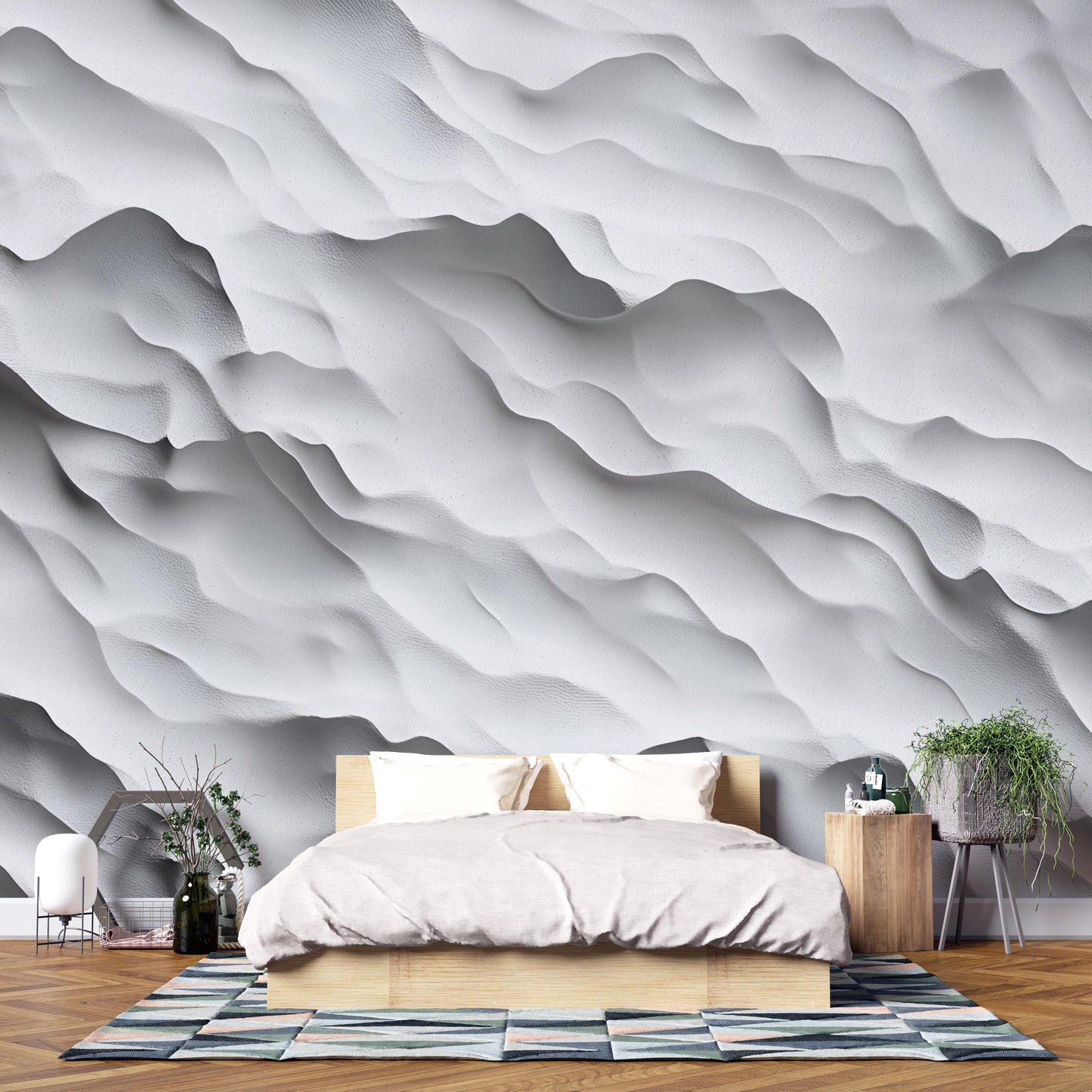 Modern 3D Sand Dune Wall Mural – Textured Abstract Desert Landscape Wallpaper Vn229