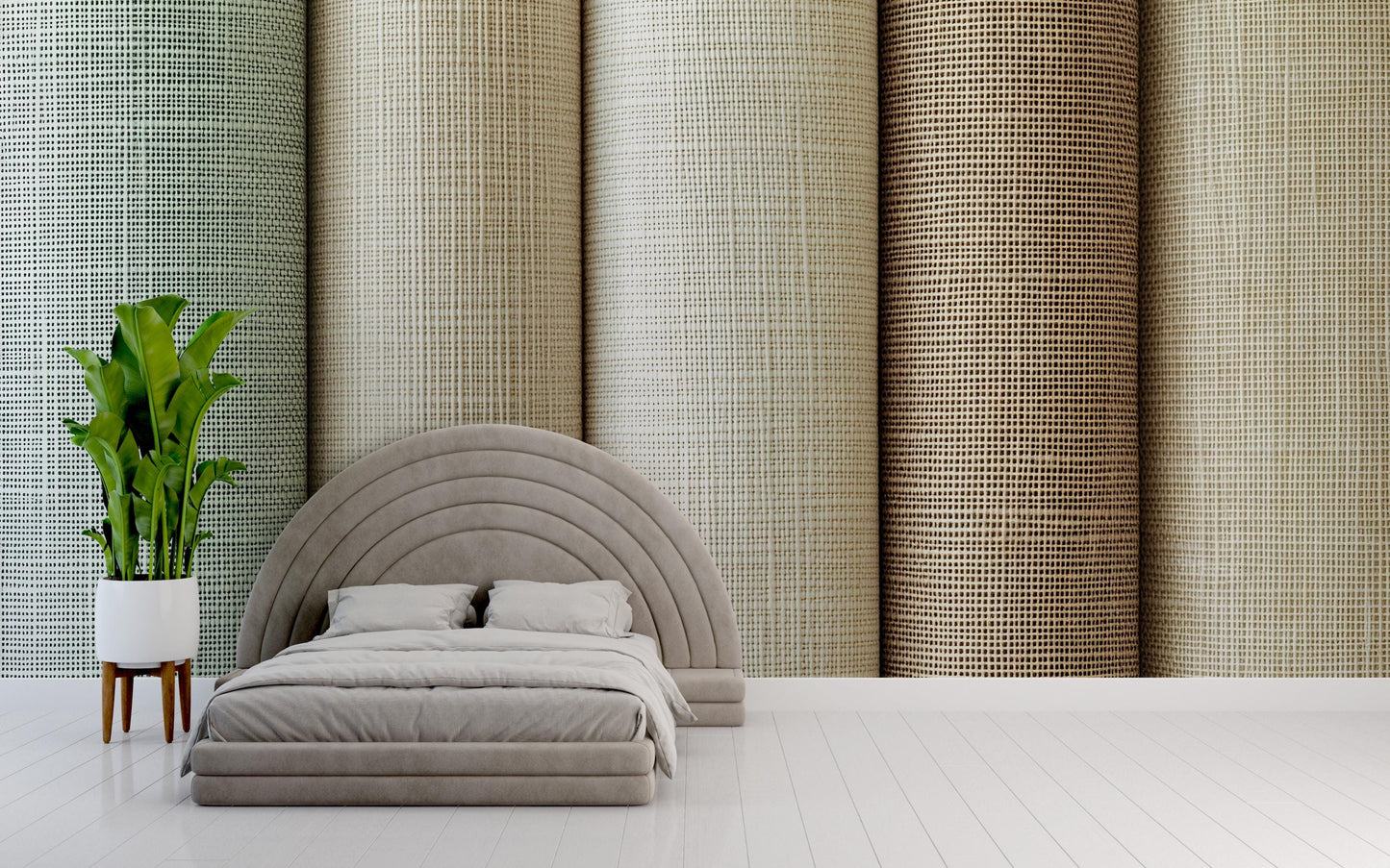 Grasscloth Style Neutral Wallpaper – Woven Linen Texture Wall Covering Vn1004