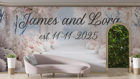 Custom Wedding Backdrop Sign | Personalized Floral Arch Wall Decor | Romantic Wedding Banner Vn515