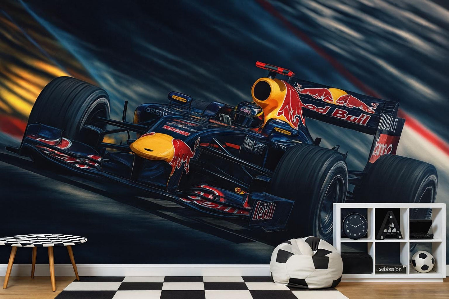 Red Bull Formula 1 Wall Mural – Racing Car Wallpaper for Boys Bedroom & Gamer Room Vn877