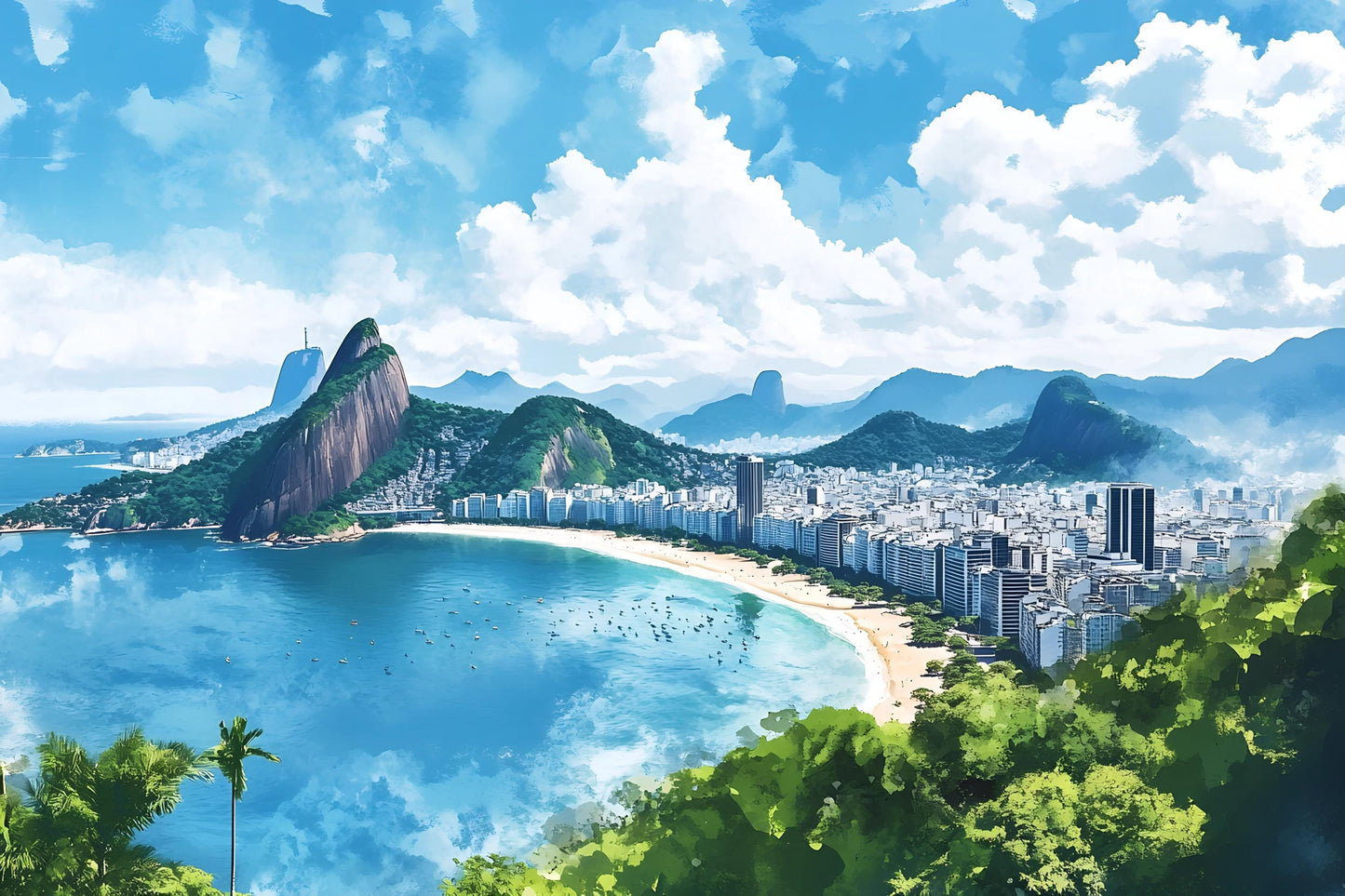 Copacabana Beach Rio Mural – Brazil Coastline Panoramic Wallpaper Vn941