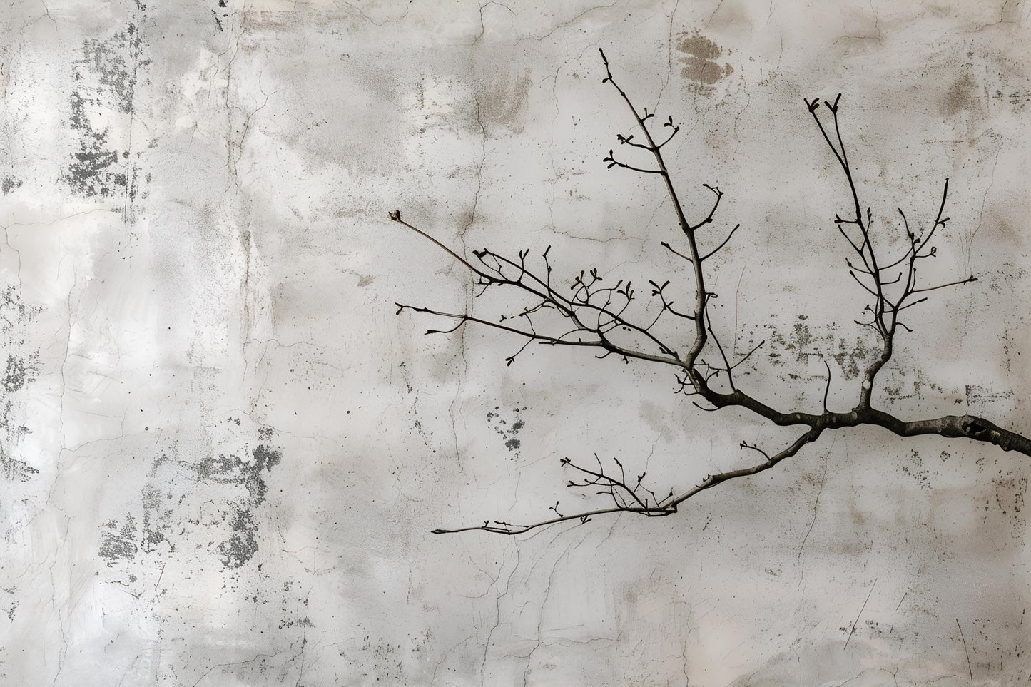 Japandi Wall Mural | Minimalist Tree Branch Concrete Wallpaper Vn1043