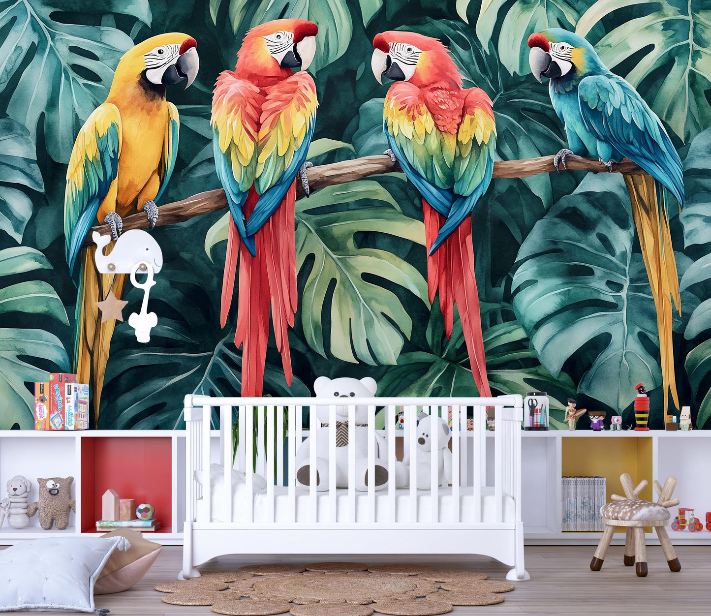 Tropical Parrots Wall Art – Colorful Jungle Bird Print Vn958