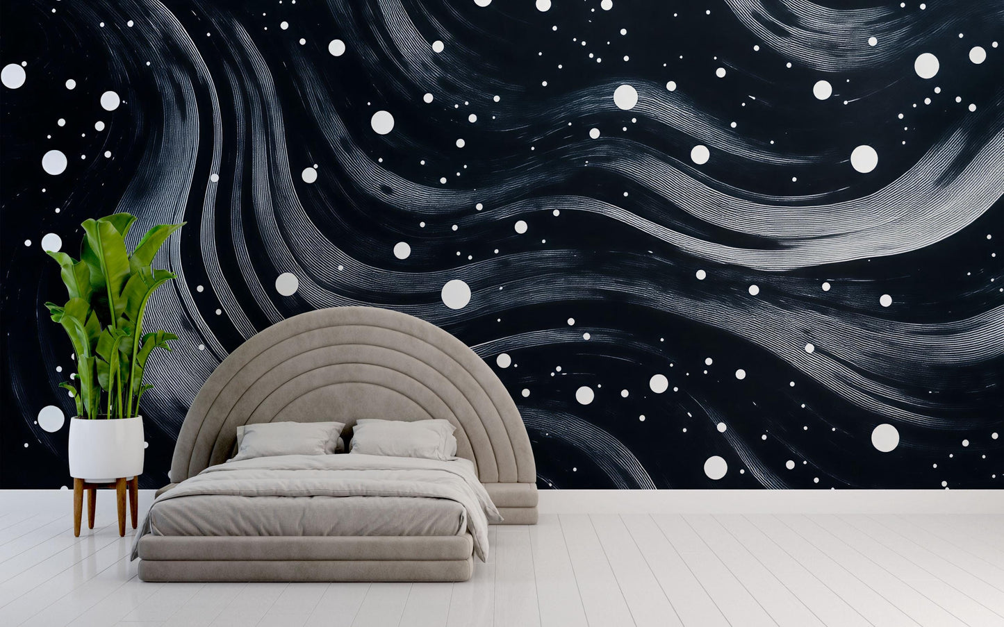 Black Galaxy Wall Mural – Modern Space Starry Night Wallpaper Vn840