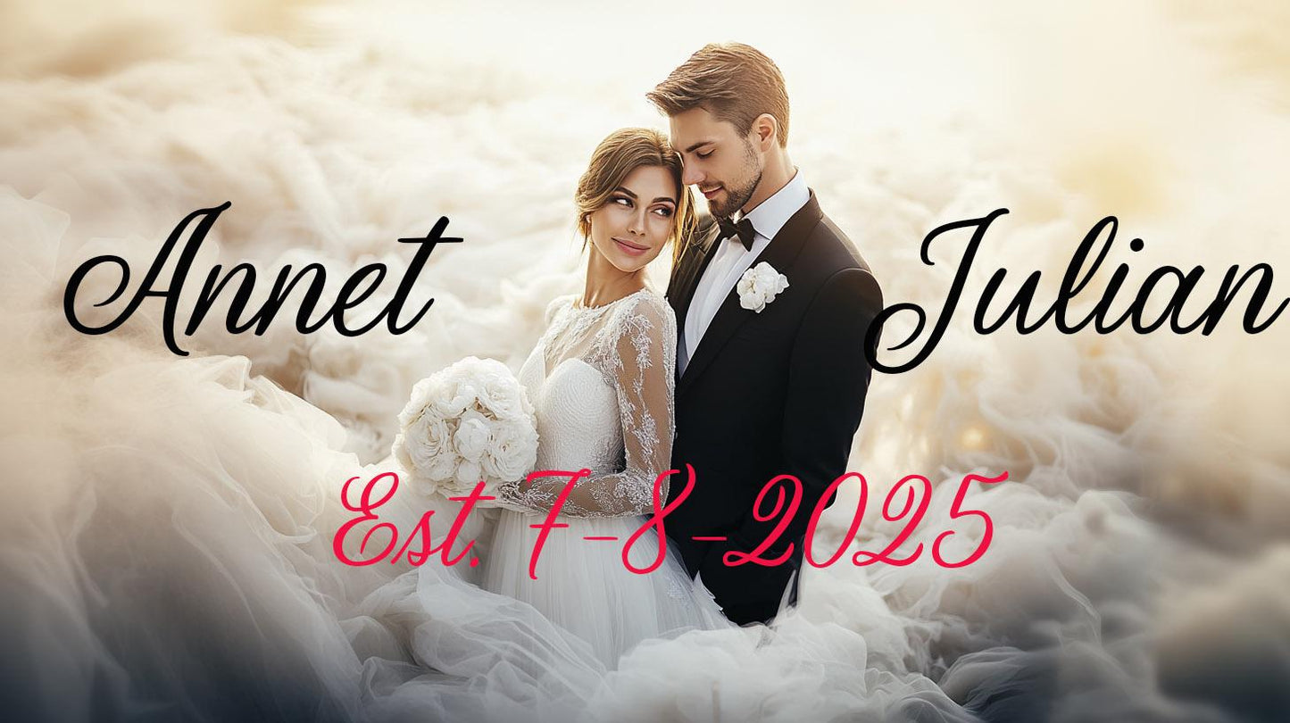 Custom Wedding Backdrop Sign | Elegant Couple Photo Banner | Personalized Wedding Decor | Est. Date Wedding Sign Vn507