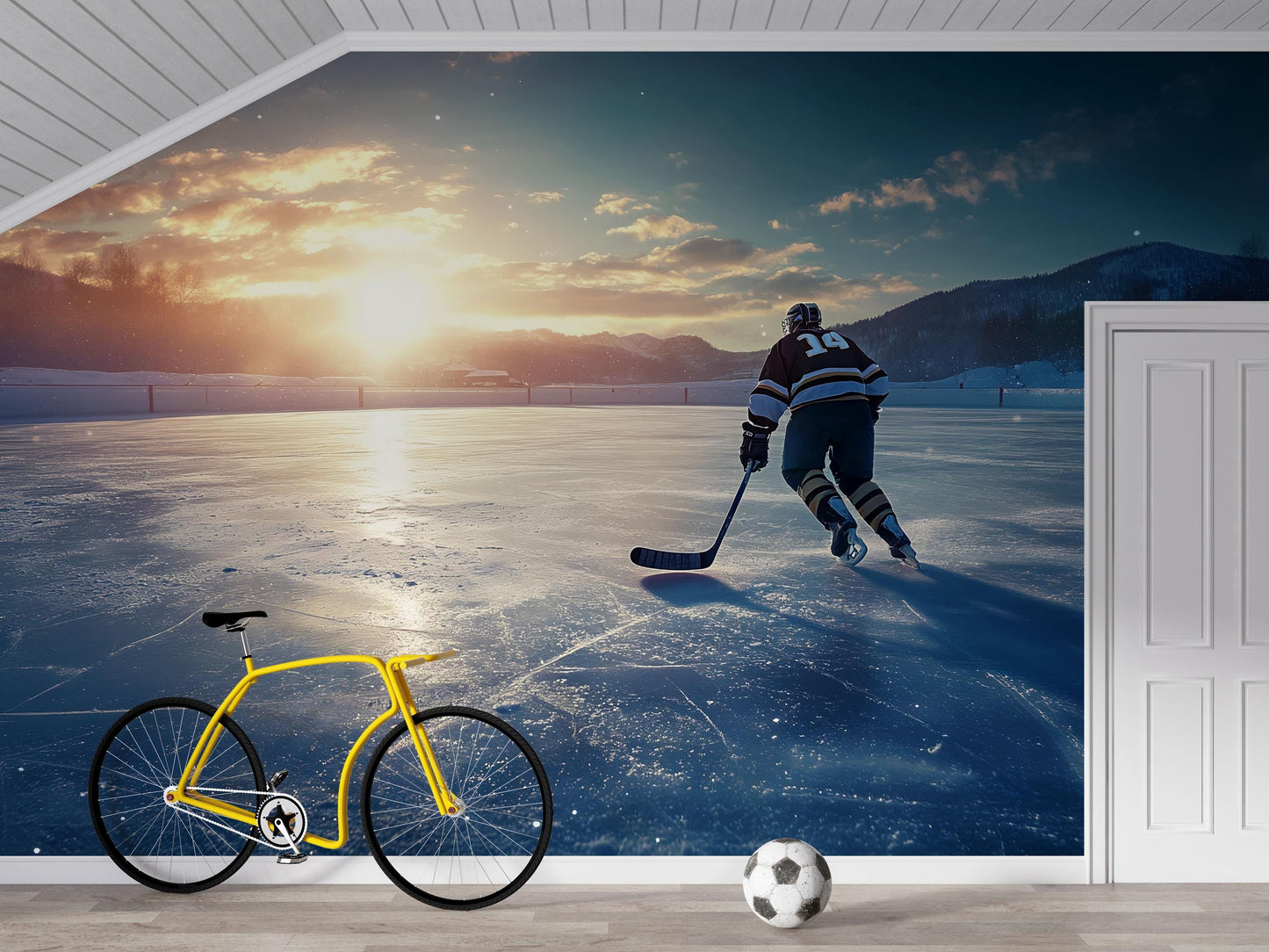 Ice Hockey Wall Mural – Sports Wallpaper for Boys Bedroom, Teen Room & Game Room Decor Vn880