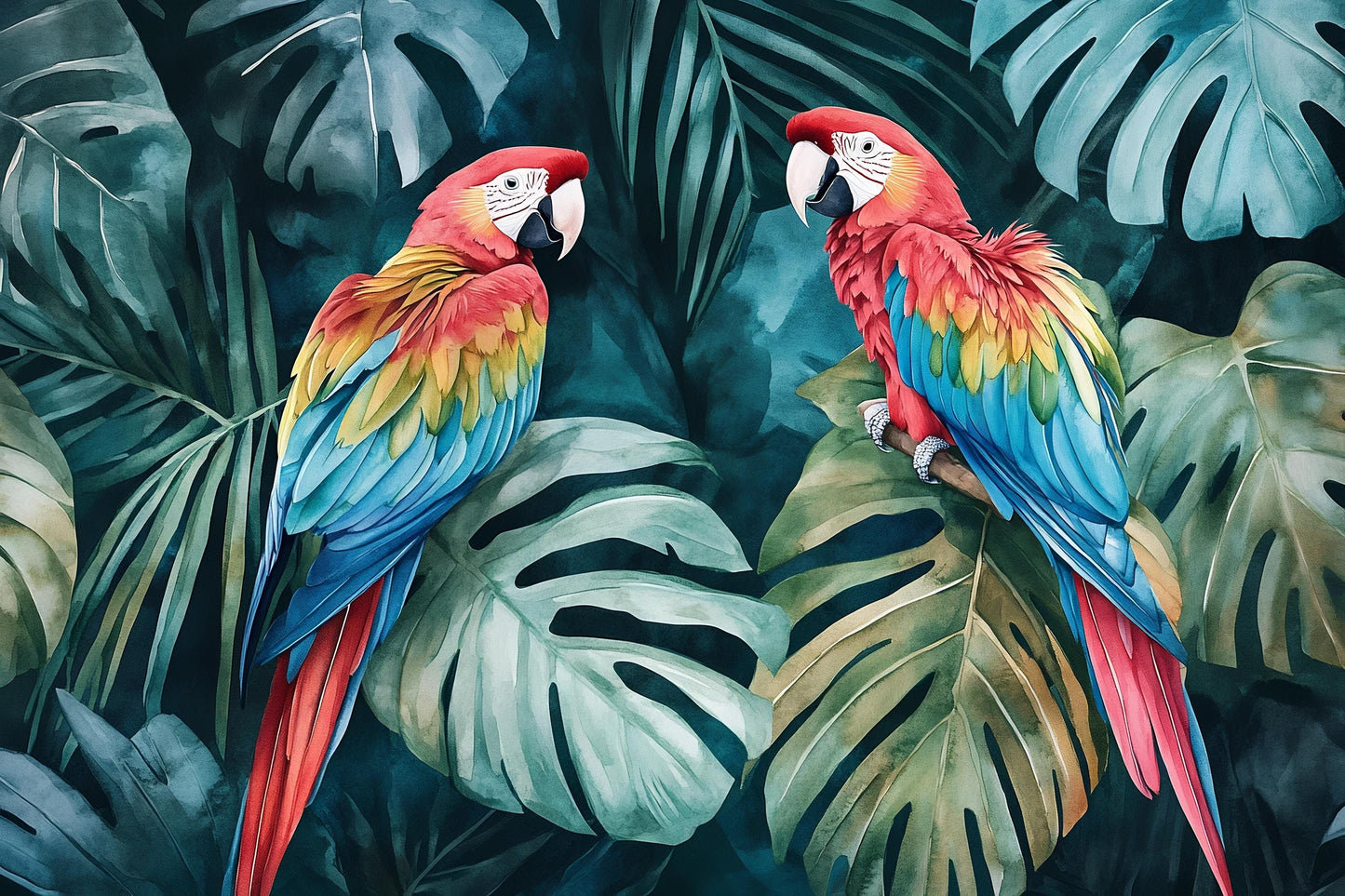 Tropical Parrot Wall Mural – Colorful Jungle Bird Wallpaper Vn963