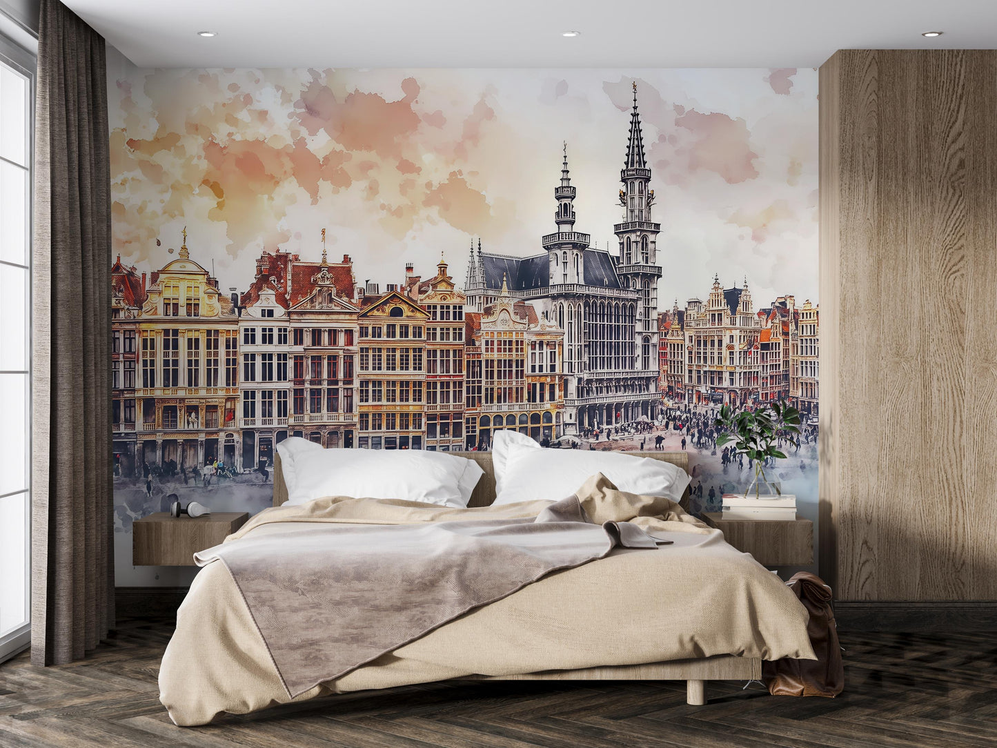 Brussels Grand Place Mural – Belgium Cityscape Wall Art Wallpaper Vn942