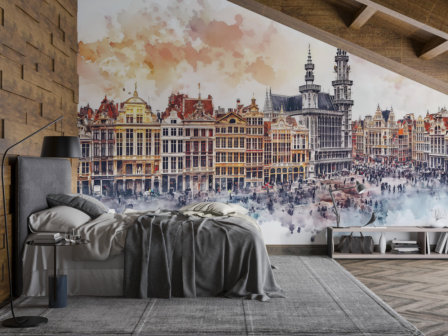 Brussels Grand Place Mural – Belgium Cityscape Wall Art Wallpaper Vn942