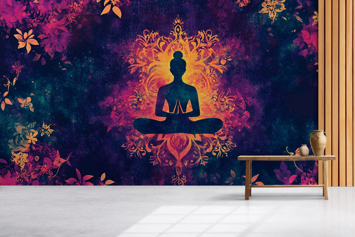 Boho Buddha Wall Art, Meditation Room Decor, Spiritual Tapestry Mural, Zen Yoga Wall Hanging Vn483