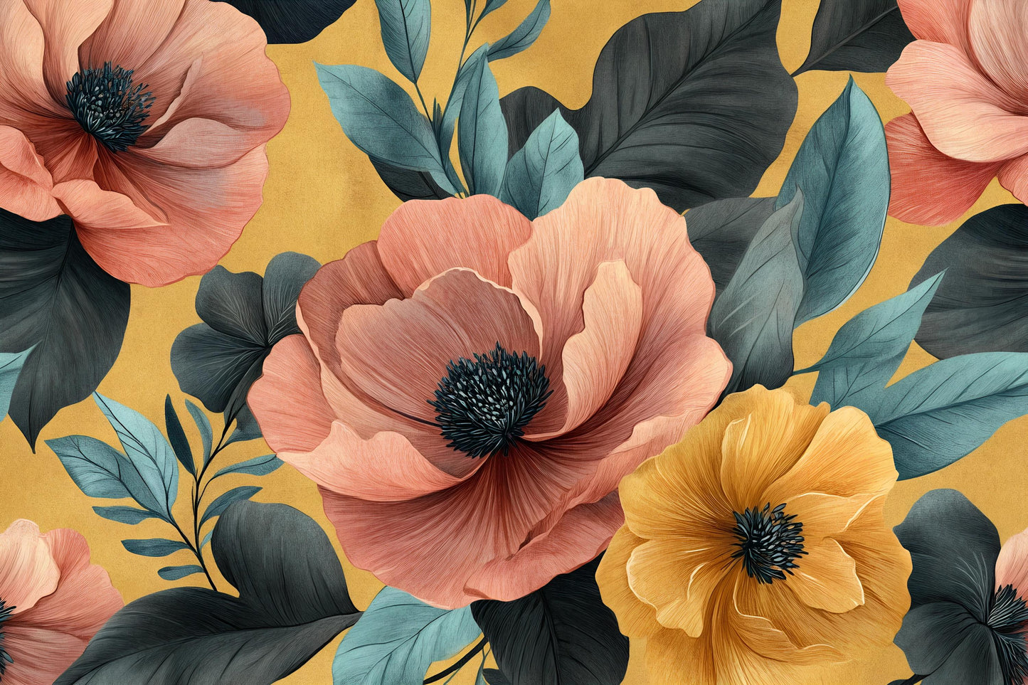 Large Floral Wall Mural – Bold Peony Flower Wallpaper Vn1025