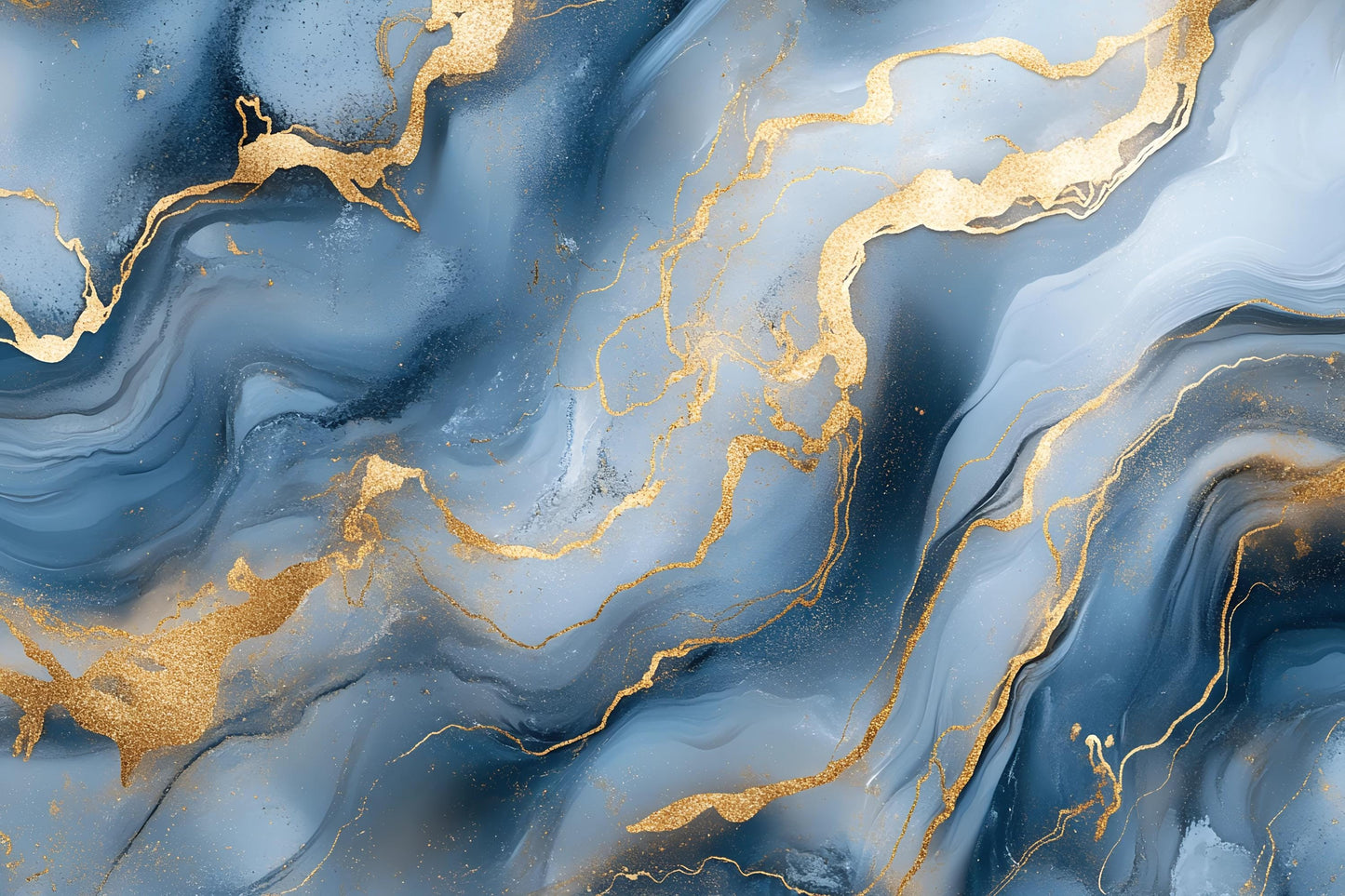 Blue Gold Marble Wall Mural – Luxury Abstract Wallpaper Vn969