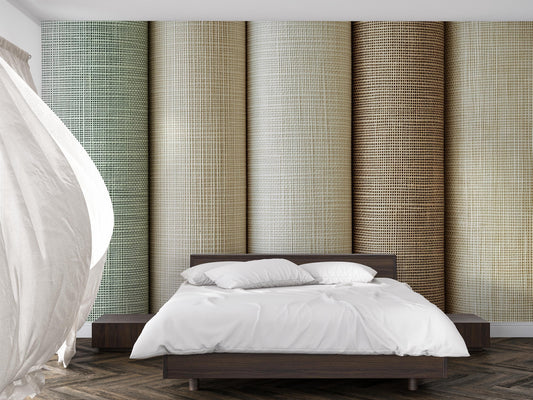 Grasscloth Style Neutral Wallpaper – Woven Linen Texture Wall Covering Vn1004