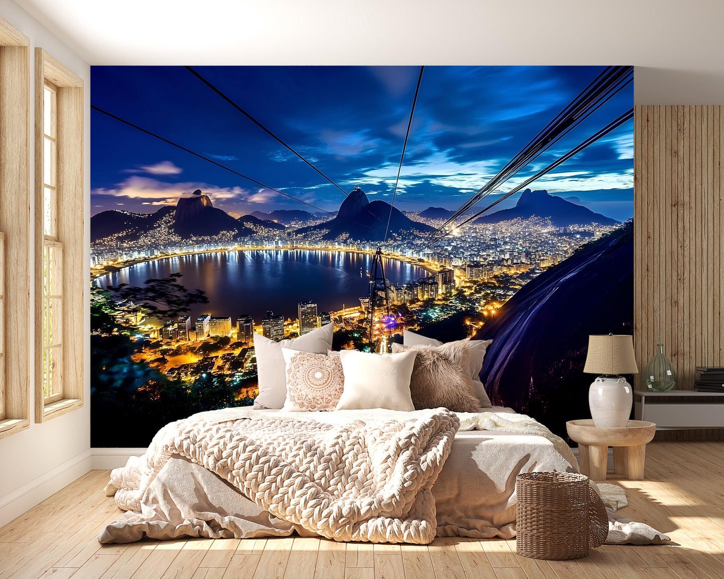 Rio de Janeiro Night Skyline Mural – Brazil Wall Art Wallpaper Vn948