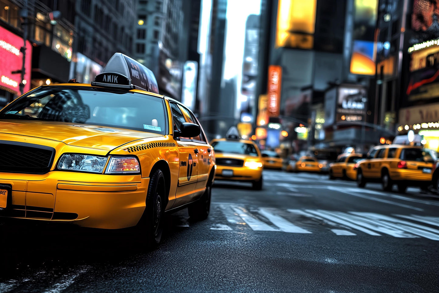 NYC Taxi Wall Mural – Yellow Cab New York Street Wallpaper Vn904