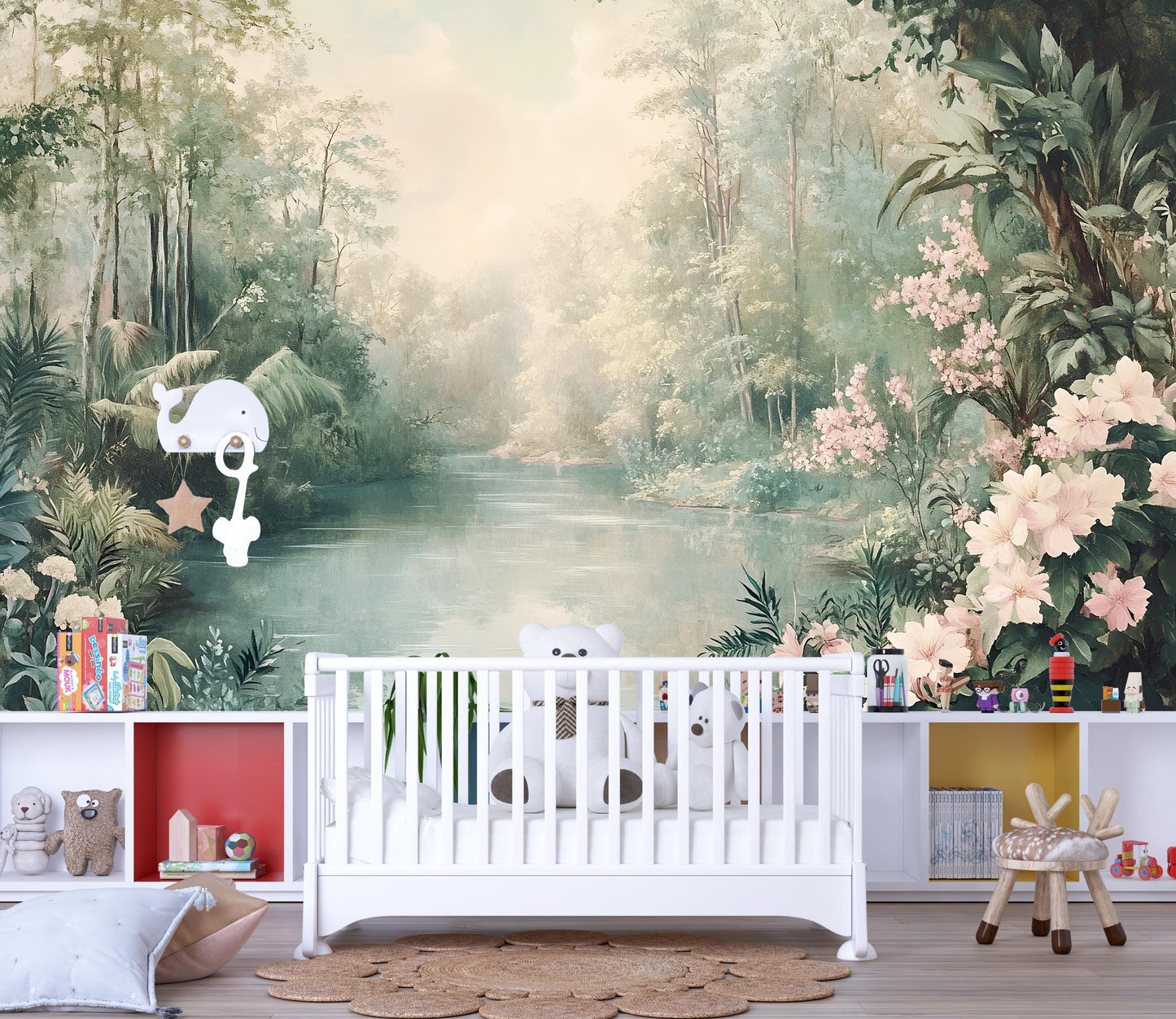 Floral River Wall Mural – Nature Landscape Wallpaper Vn970