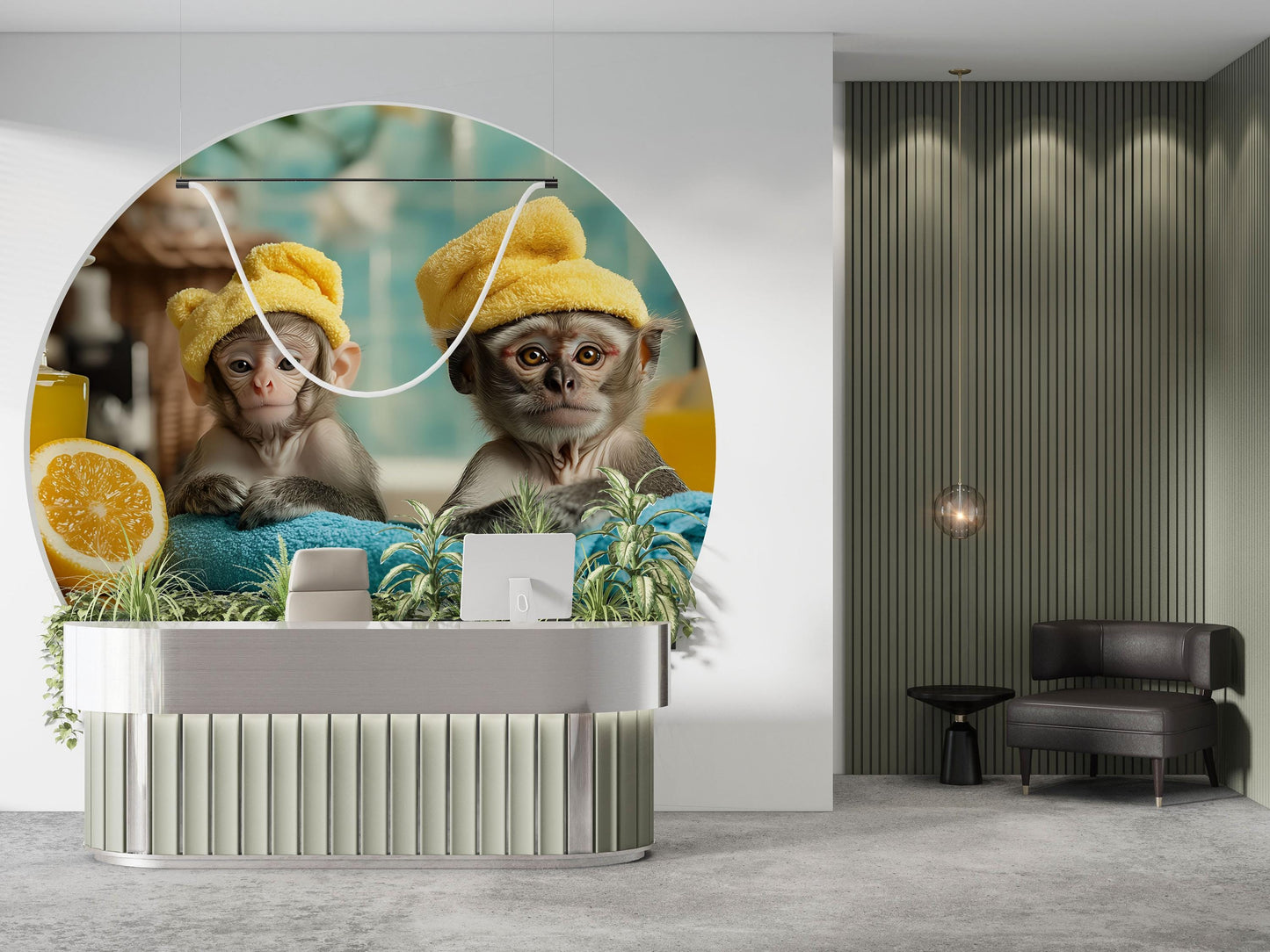 Spa Decor Wall Art Monkeys in Towels | Cute Animal Bathroom Print | Funny Monkey Poster for Salon, Spa, Office, or Kids Room Vn676