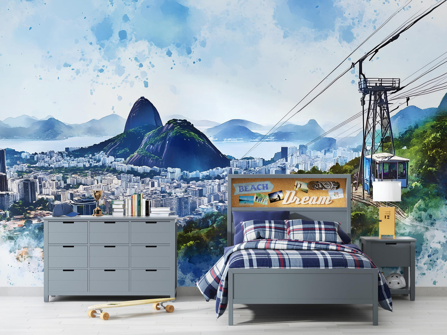 Rio de Janeiro Wall Mural – Sugarloaf Mountain Cable Car Skyline Wallpaper Vn939