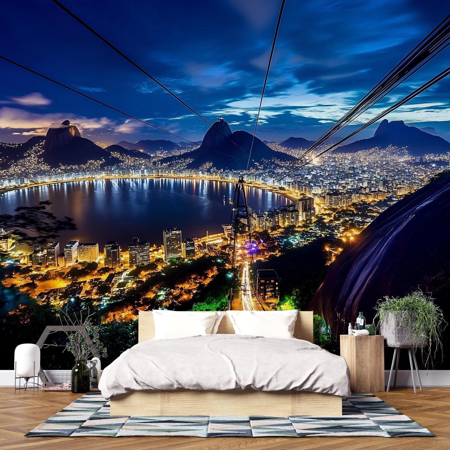 Rio de Janeiro Night Skyline Mural – Brazil Wall Art Wallpaper Vn948