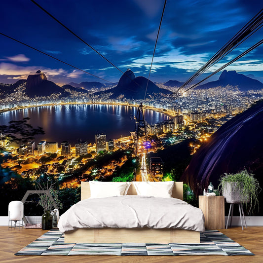 Rio de Janeiro Night Skyline Mural – Brazil Wall Art Wallpaper Vn948