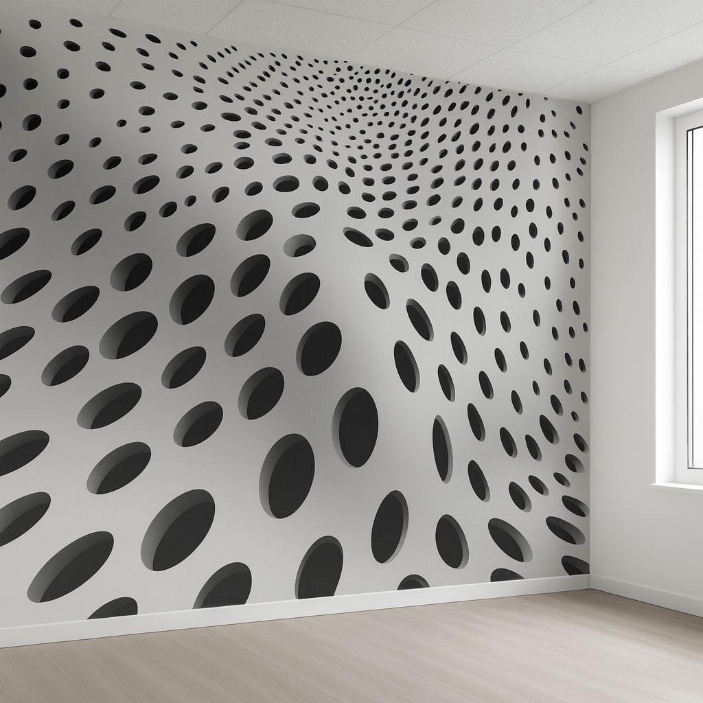 3D Geometric Wall Mural – Black and White Optical Illusion Wallpaper, Modern Accent Wall for Office or Home Vn849