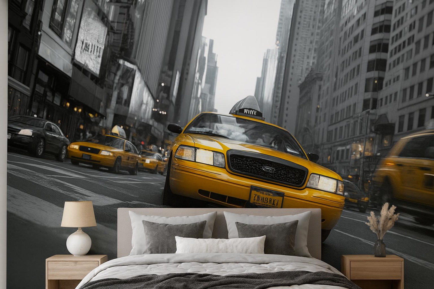 NYC Yellow Taxi Wall Mural – New York City Street Wallpaper Vn903