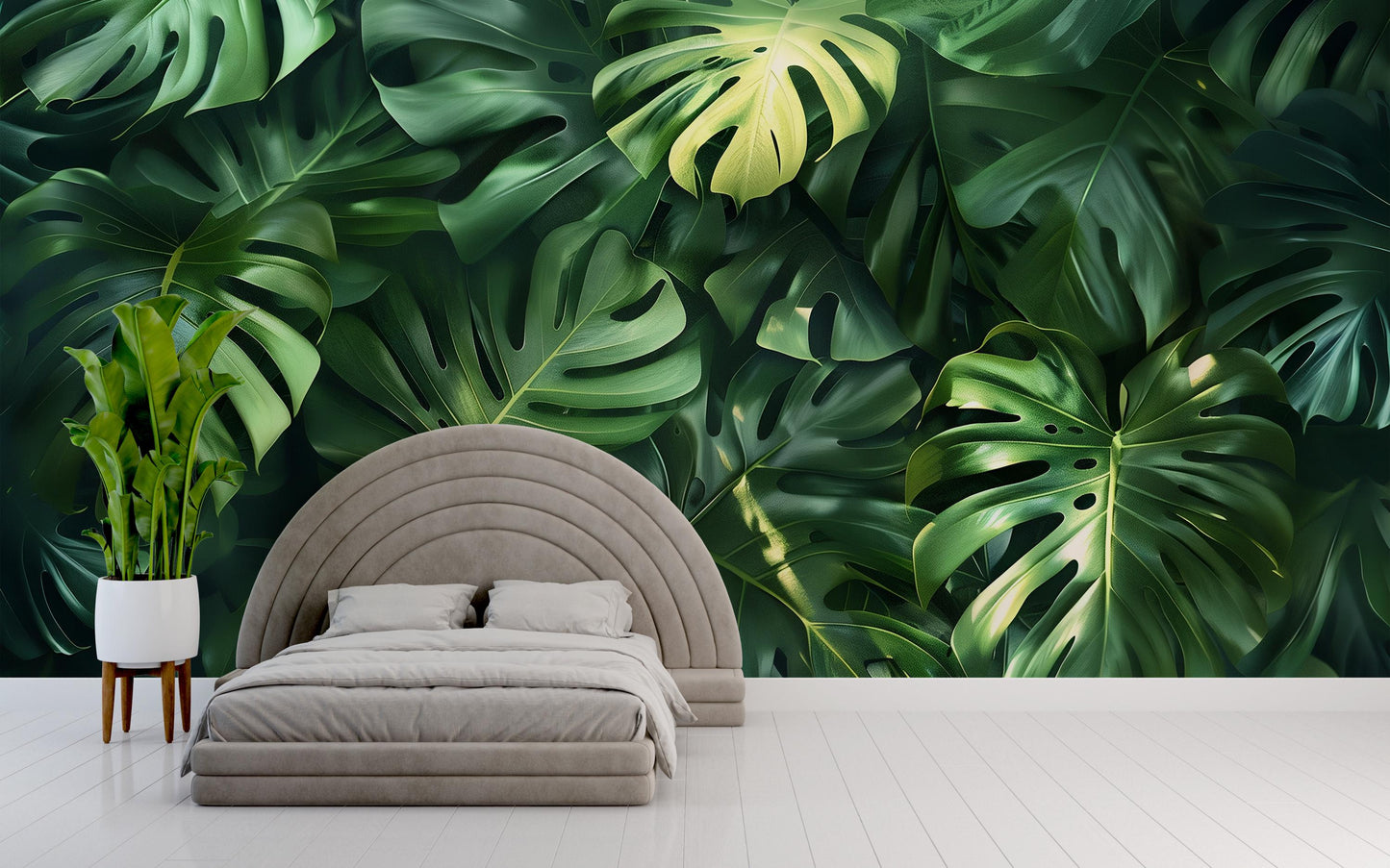 Monstera Leaf Wall Art – Tropical Jungle Greenery Print, Botanical Nature Decor for Living Room, Bedroom or Office Vn1061