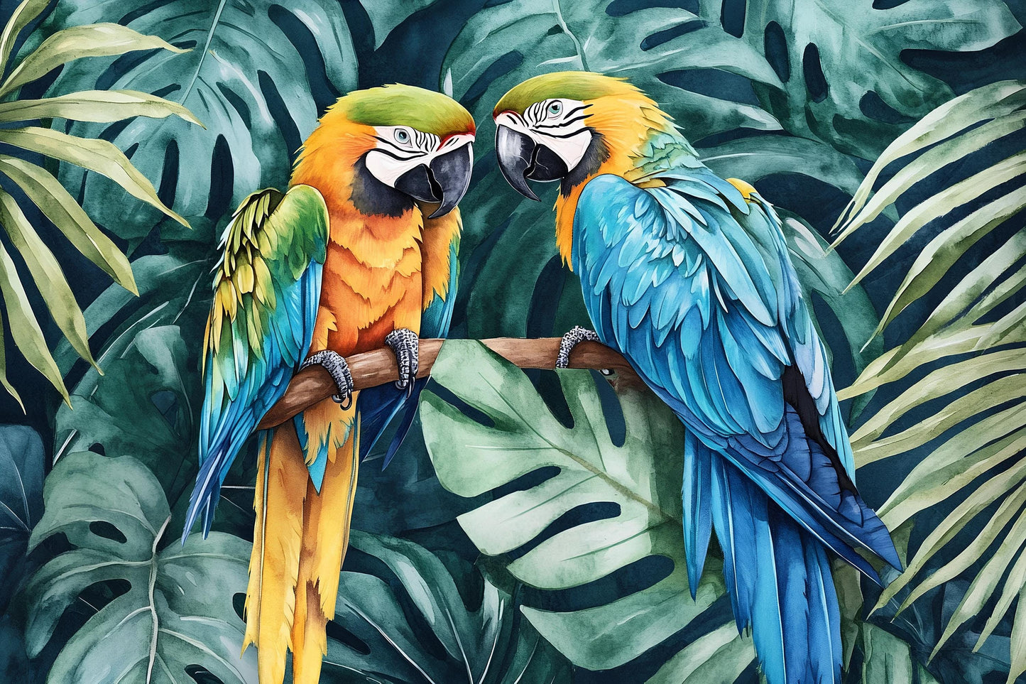 Tropical Macaw Wall Art – Colorful Jungle Bird Print Vn959