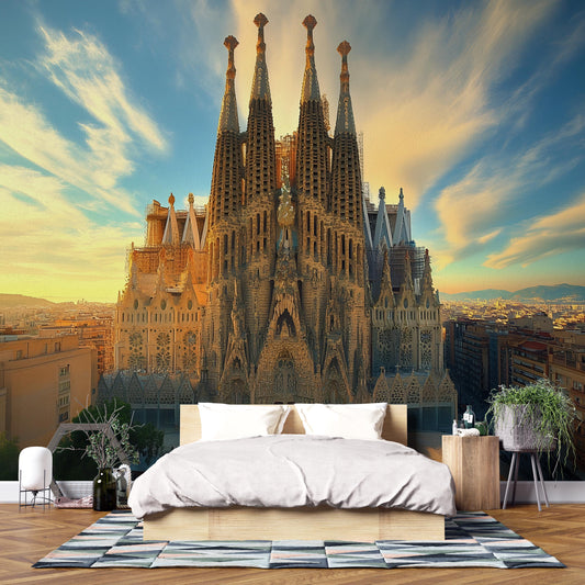 Barcelona Sagrada Familia Wall Mural – Spain Landmark Wallpaper Décor Vn951