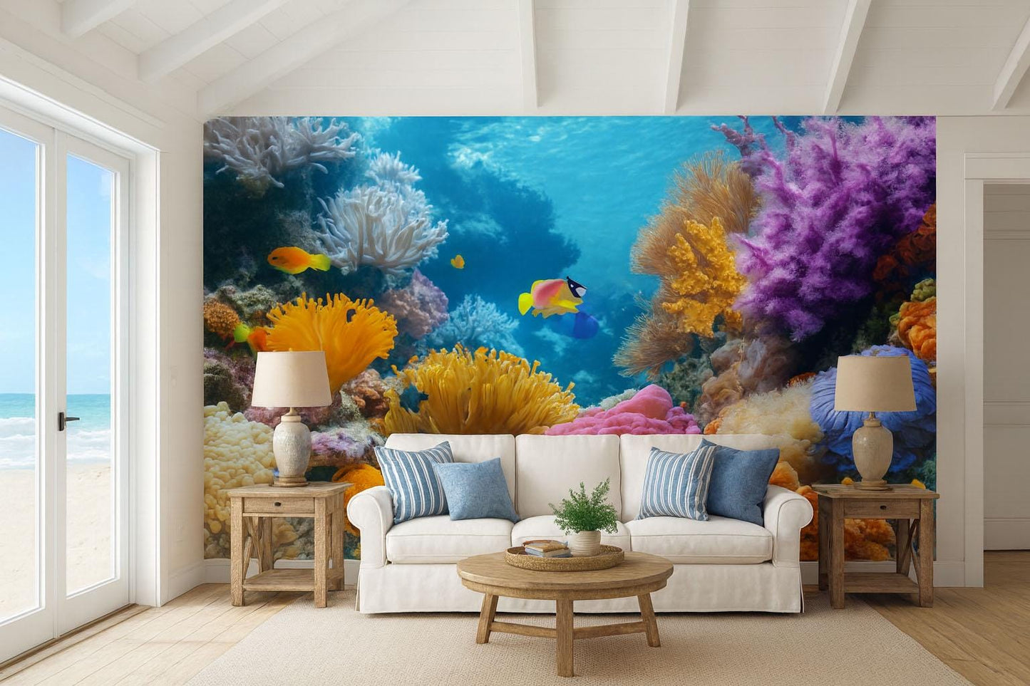 Tropical Coral Reef Wall Mural – Underwater Ocean Scene Home Décor Vn816