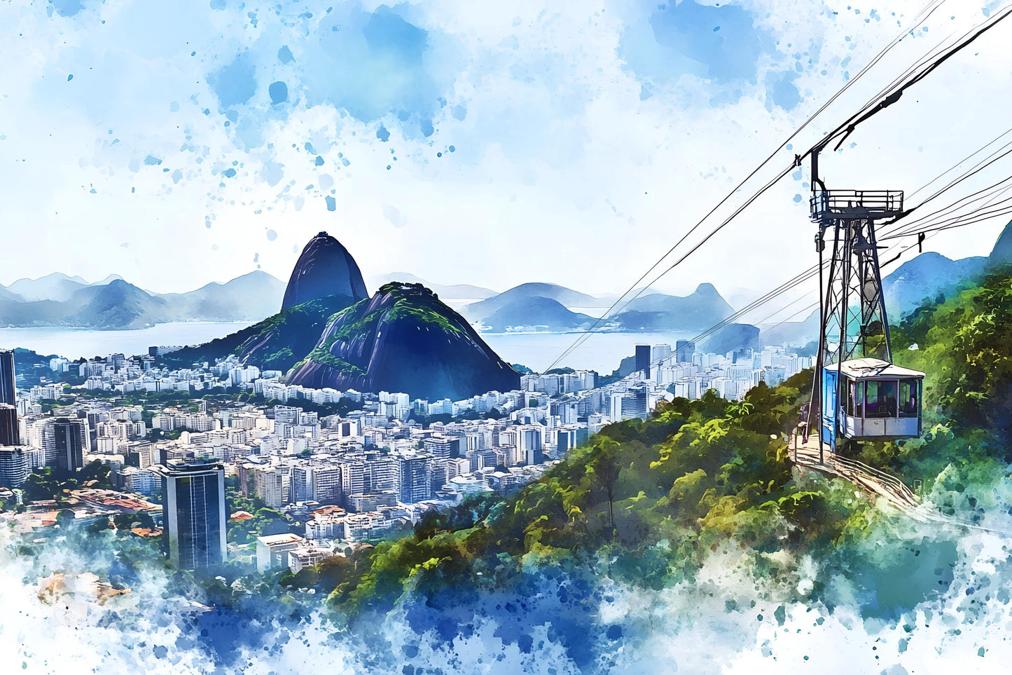 Rio de Janeiro Wall Mural – Sugarloaf Mountain Cable Car Skyline Wallpaper Vn939