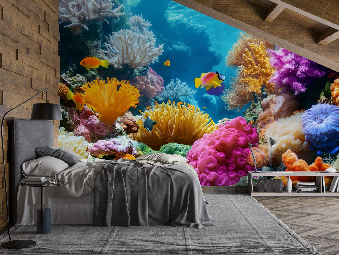 Tropical Coral Reef Wall Mural – Underwater Ocean Scene Home Décor Vn816