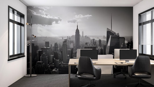 NYC Skyline Wall Mural – Black White Empire State Wallpaper, Office Modern Decor Vn884