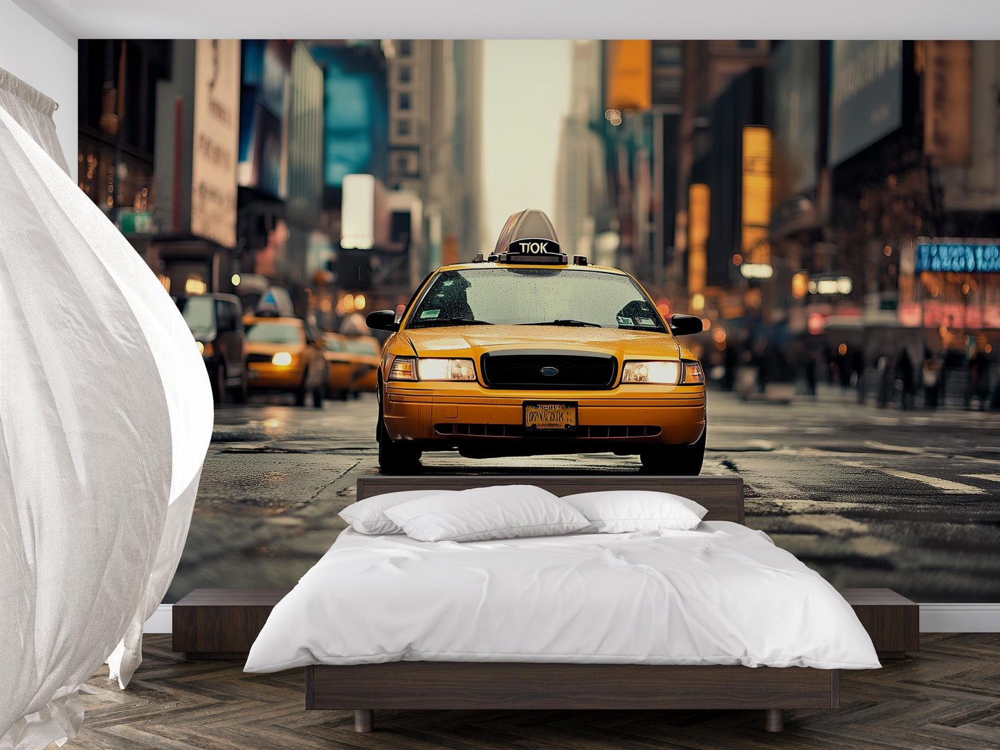 NYC Yellow Taxi Wall Mural – New York Street Wallpaper, Abstract Wallpaper Vn902