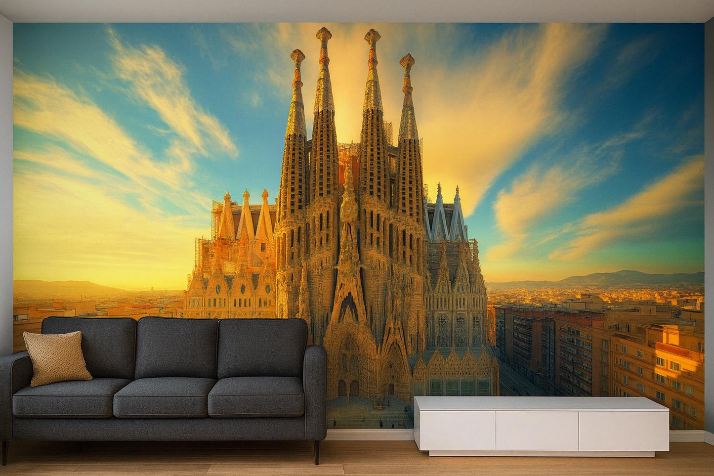 Barcelona Sagrada Familia Wall Mural – Spain Landmark Wallpaper Décor Vn951