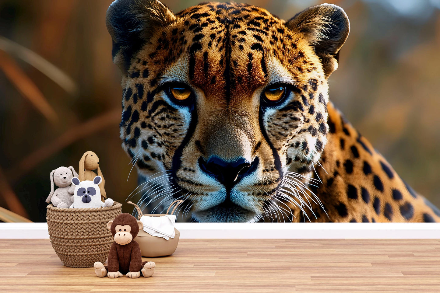 Cheetah Face Wall Mural – Realistic Big Cat Wildlife Wallpaper for Bedroom or Living Room Vn780