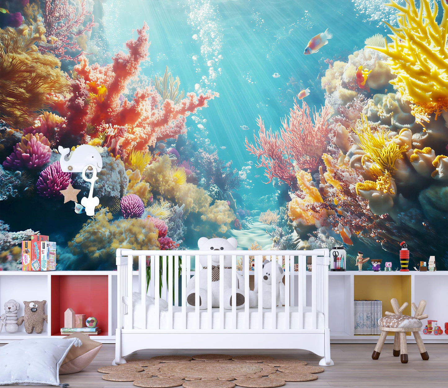 Coral Reef Wall Mural – Tropical Ocean Underwater Scene Wallpaper Vn823