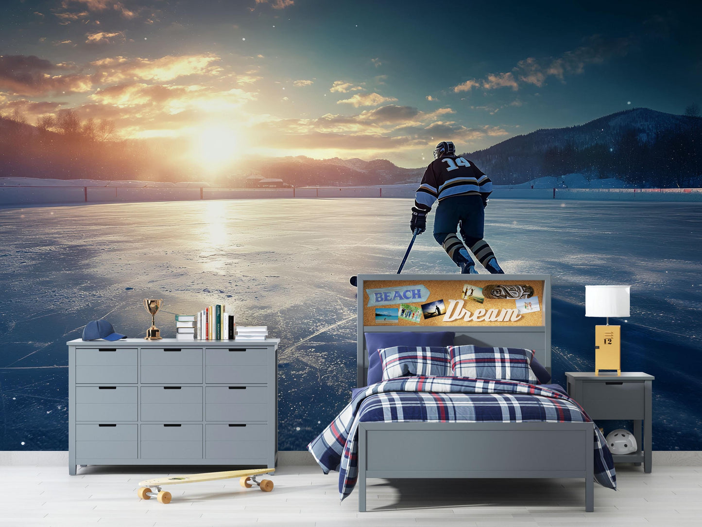 Ice Hockey Wall Mural – Sports Wallpaper for Boys Bedroom, Teen Room & Game Room Decor Vn880